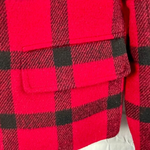 Talbots Wool Blend Red & Black Buffalo Plaid Blazer Silver Toggle Buttons 2P - Picture 11 of 16
